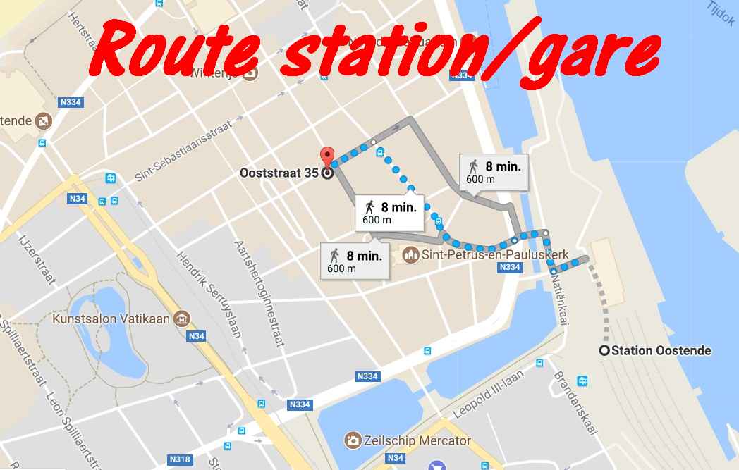 route ooststraat - station